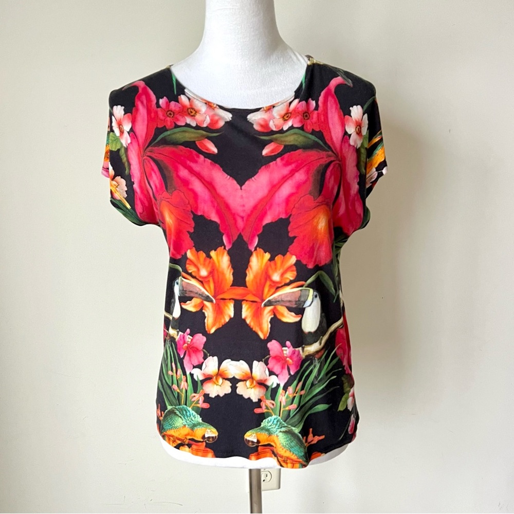 TED BAKER London Tropical Floral Short Sleeve Blouse—SZ. 4